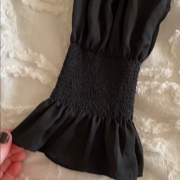 🧡 Anthropologie X Eri + Ali Black Lace Off The Shoulder Dress Shirt - Picture 5 of 8